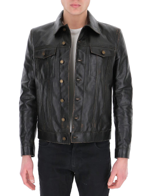 Saint Laurent Single-breasted Leather Jacket