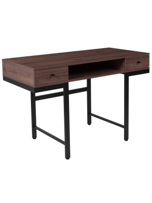 Bartlett Computer Desk With Drawers Brown - Riverstone Furniture