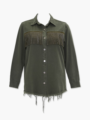 Plus Size Studded Fringe Jacket