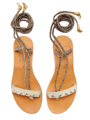 Rio Wrap Around Tie Sandals  - Bone White