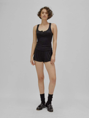 Fine Rib Tank Top Black