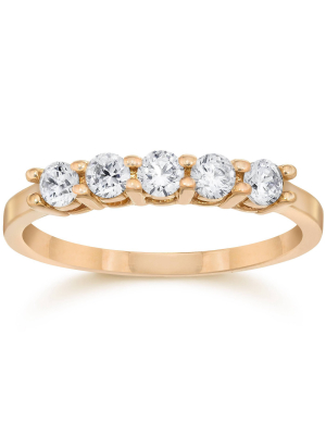 Pompeii3 1/2ct Five Stone Diamond Ring 14k Rose Gold