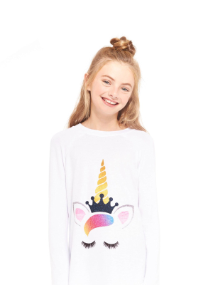 Girls Queen Unicorn Baseball T-shirt