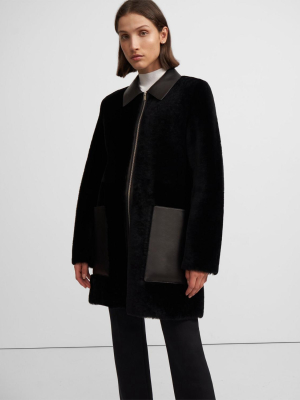 Piazza Coat In Polished Shearling