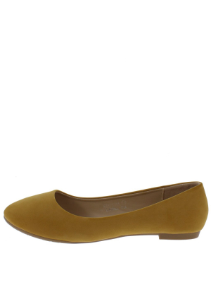 Stacy101 Camel Round Toe Slip On Ballet Flat