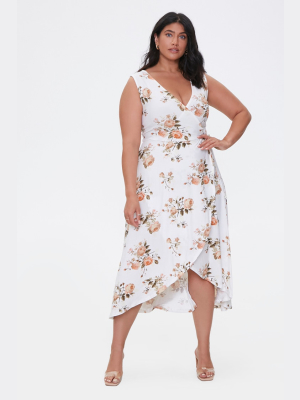 Plus Size Floral Wrap Dress