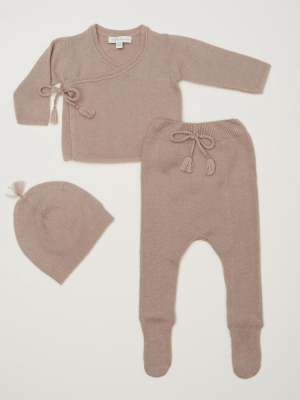 Belle Enfant Wrap Top With Leggings & Tassel Hat - Rose