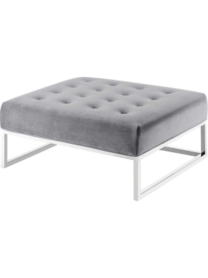 Narbonne Velvet Ottoman Gray