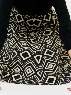 Printed Wool & Silk Midi Skirt