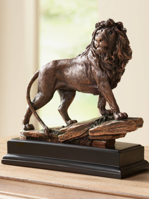 Kensington Hill Regal Lion 11" High Sculpture In A Bronze Finish