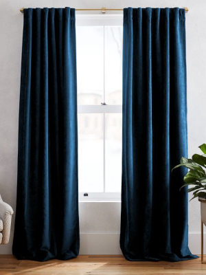 Worn Velvet Curtain - Regal Blue