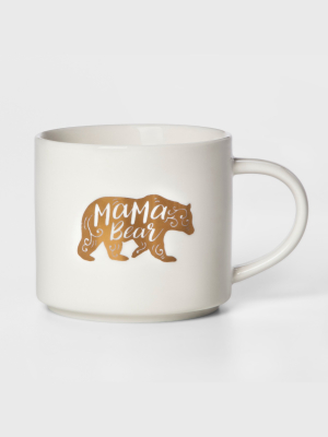 16oz Stoneware Mama Bear Mug White - Threshold™