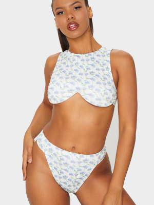 White Floral Underwired Bikini Top