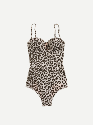 Underwire One-piece Swimsuit In Leopard Print