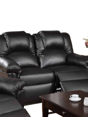 Bonded Leather Recliner Loveseat Black - Benzara