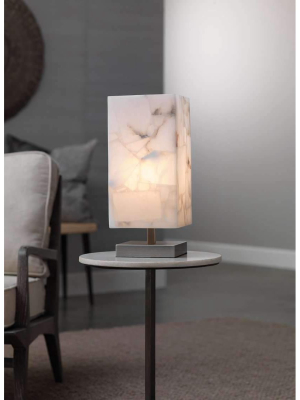 Ghost Axis Table Lamp In Alabaster & Antique Silver