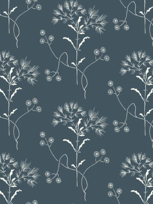 Wildflower Wallpaper In Blues And White From Magnolia Home Vol. 2 By Joanna Gaines