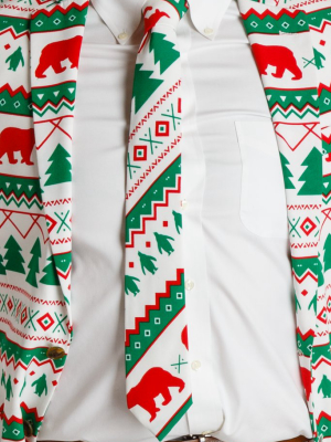 The Polar Bear Bandito | Green And White Fair Isle Christmas Tie