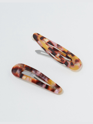 Aeo Tortoise Resin Hair Clips 2-pack