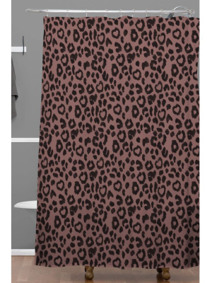 Leopard Love Shower Curtain Black - Deny Designs