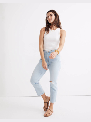 Mid-rise Classic Straight Jeans In Wellingford Wash: Knee-rip Edition