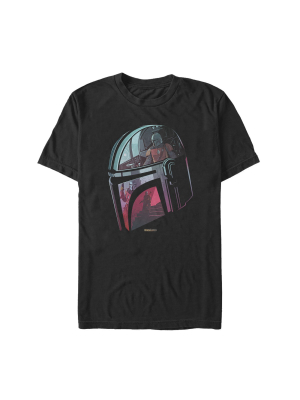 Men's Star Wars The Mandalorian Helmet Reflection T-shirt