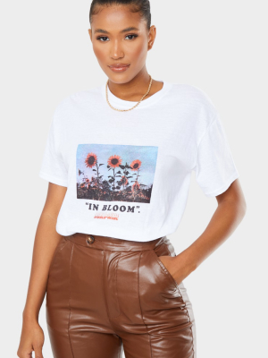 Cream In Bloom Printed T Shirt