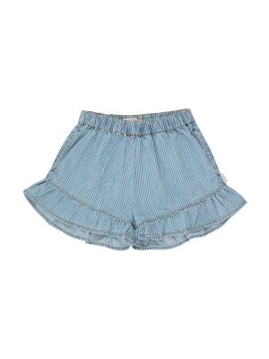 Tiny Cottons Striped Denim Frill Short