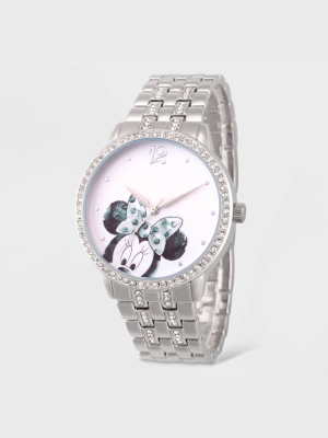 Women's Disney Minnie Mouse Glitz Bracelet Watch - Silver