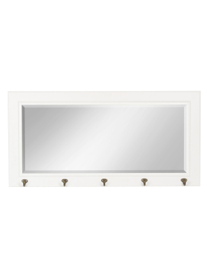 36" X 18" Pub Mirror With Metal Hooks White - Designovation