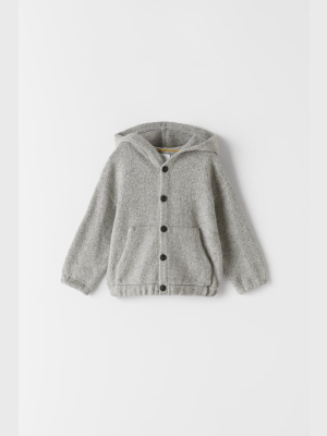 Blended Knit Hooded Jacket