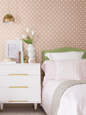 Dots On Dots Wallpaper In Soft Pink And White From The Magnolia Home Collection By Joanna Gaines