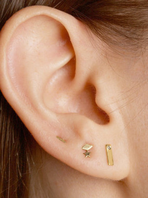 Medium Bar Stud Earring With Diamond