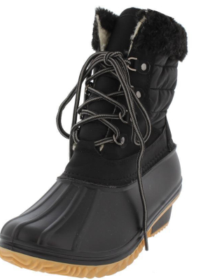 Nova01 Black Pu Faux Fur Trim Ankle Snow Boot