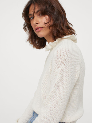 Ruffled Ribbed Sweater