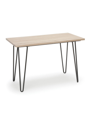 44" Home Retro Writing Desk With Hairpin Legs Gray/natural - Ofm