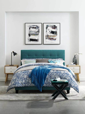 Adriane Upholstered Fabric Bed Teal