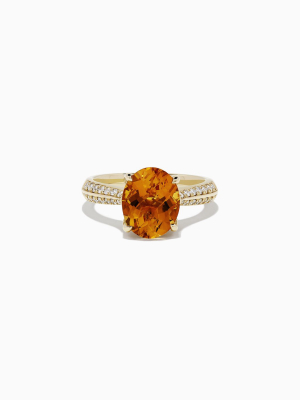 Effy Sunset 14k Yellow Gold Citrine And Diamond Ring, 3.58 Tcw