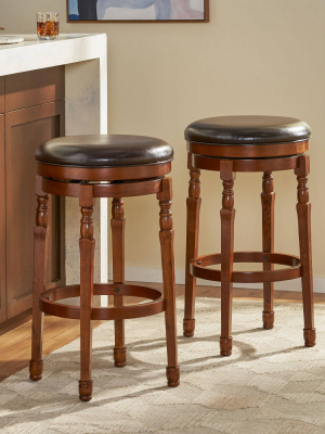 Set Of 2 Paxx Bonded Leather Swivel 31" Barstool Brown Chocolate Brown - Christopher Knight Home