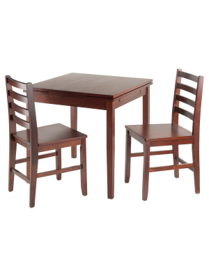 3 Piece Pulman Set Extension Table With Ladder Back Chairs Wood/walnut - Winsome