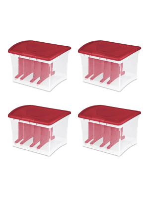 Sterilite Clear Christmas Light And Garland Holiday Storage Container (4 Pack)