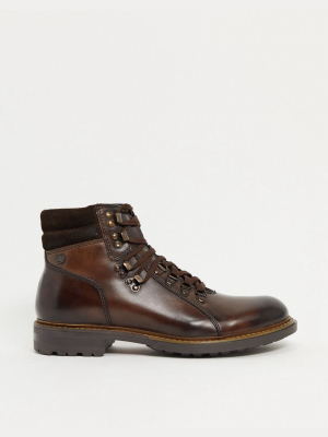 Base London Radley Hiker Boots In Brown Leather