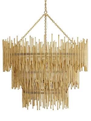 Prescott Three Tiered Chandelier Gold Leaf