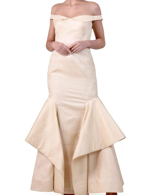 Off-shoulder Paneled Gown