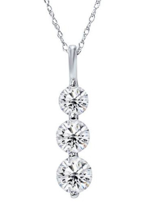 Pompeii3 3/4ct 3 Stone Diamond Pendant 14k White Gold