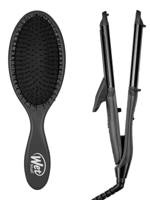 Wet Brush Original Detangler & 2-in-1 Styling Iron Set - Gunmetal