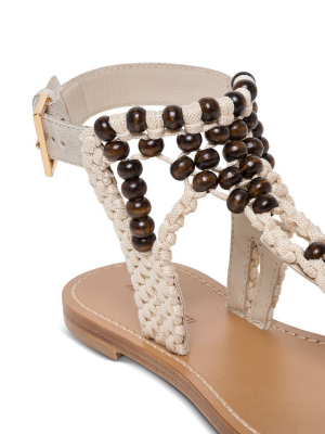 Alberta Ferretti Beads Detail Braided Sandals