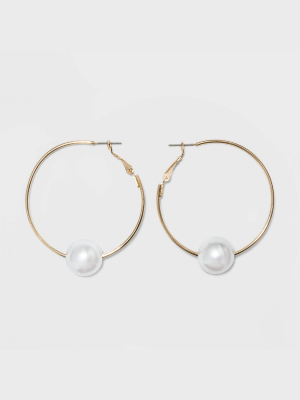 Pearl Hoop Earrings - A New Day™ Gold