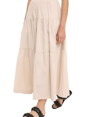 Staud Flounced Midi Skirt