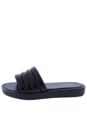 Sidekick06 Black Quilted Open Toe Slide Sandal